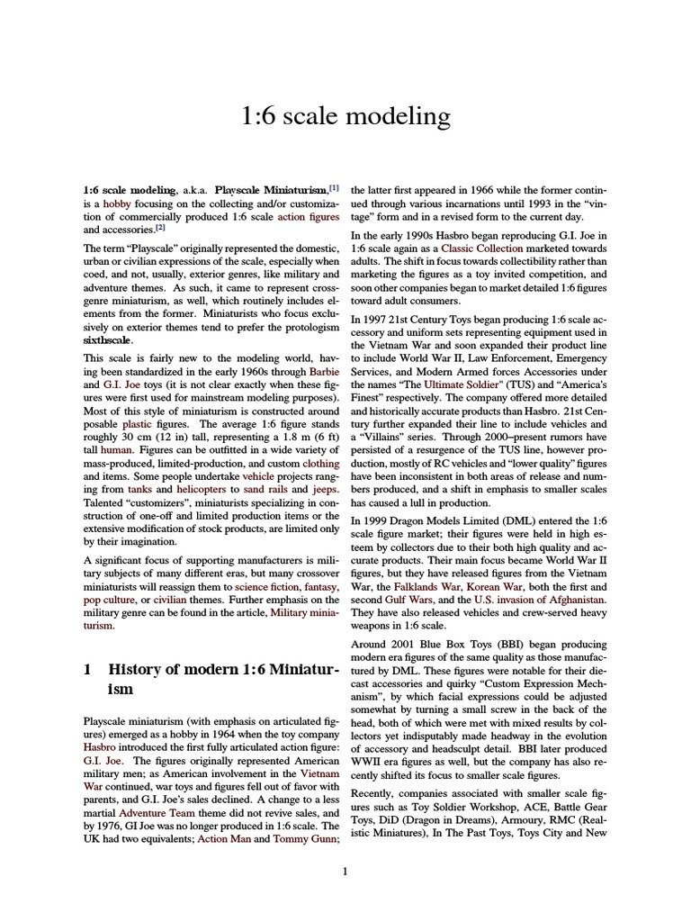 1:6 Scale Modeling: 1 History of Modern 1:6 Miniatur-Ism | PDF | Leisure
