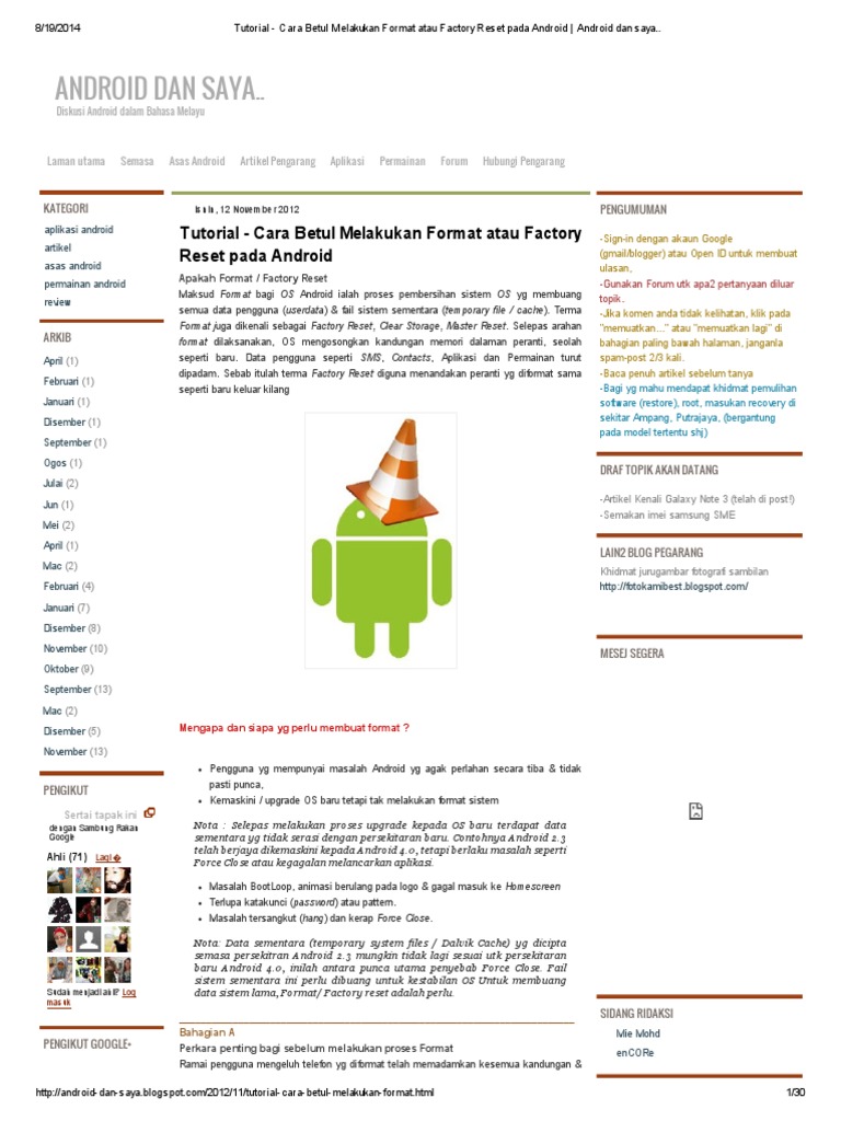 Tutorial Cara Betul Melakukan Format Atau Factory Reset Pada Android Android Dan Saya Pdf
