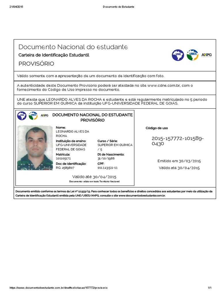 DNE - Documento Nacional de Estudante 2023 - DNE
