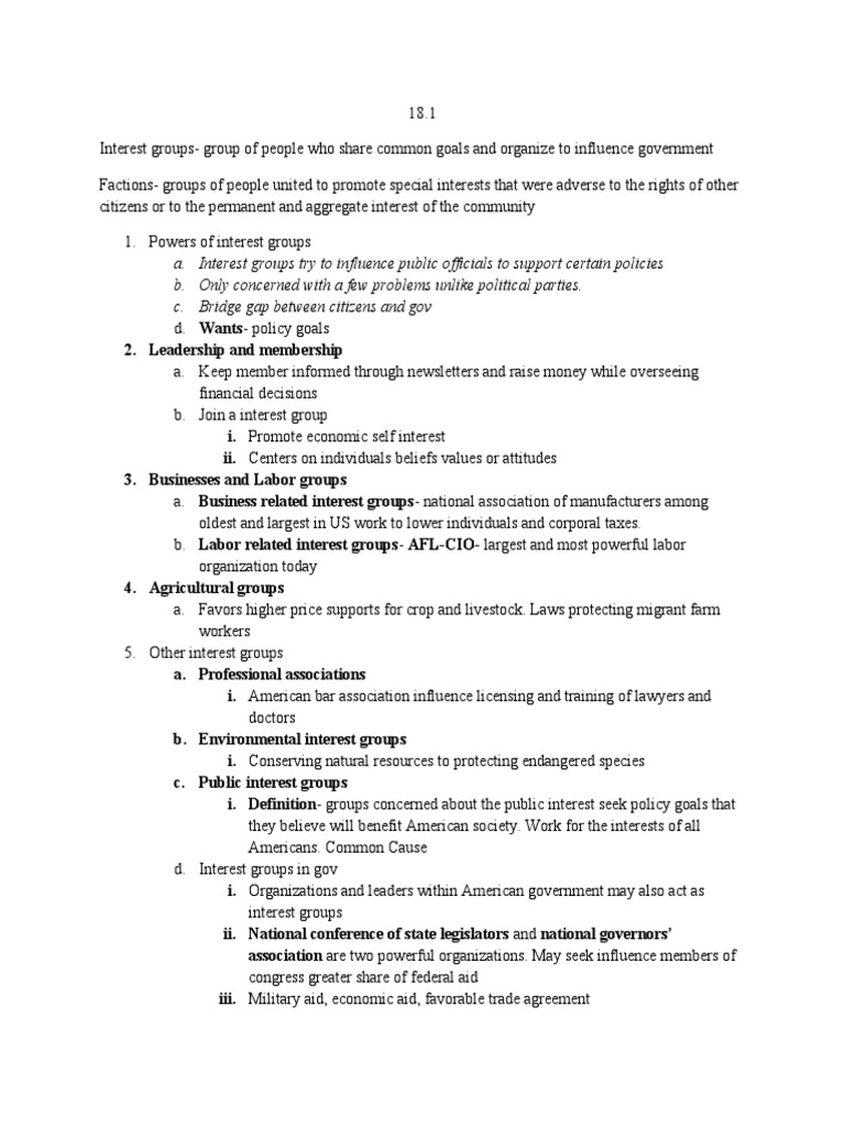 Understanding Interest Groups in Politics | PDF | Finance & Money ...