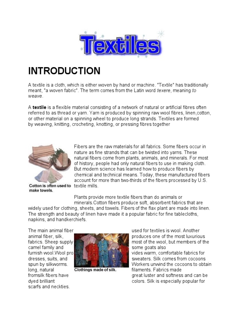 Understanding Textile Materials and Types | PDF | Knitting | Basic ...