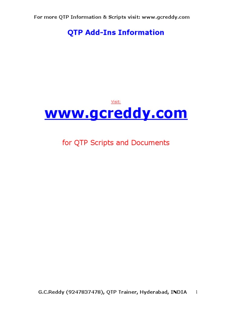 QTP Add-Ins Information: For QTP Scripts and Documents | PDF