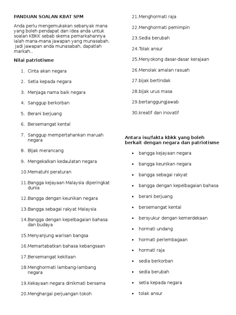 Panduan Soalan Kbat Spm Pdf