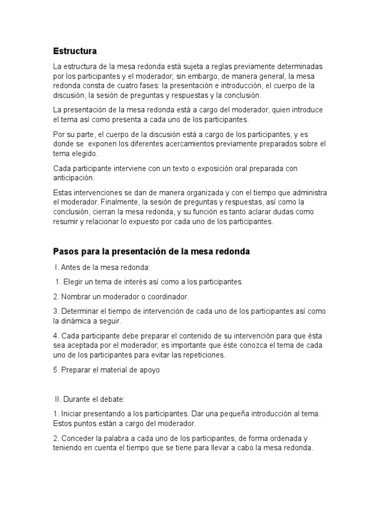 Estructura y Pasos de La Mesa Redonda (1) Ciencia y