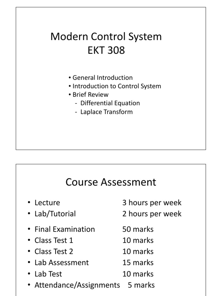 Modern Control System EKT 308 PDF Control Theory Control System