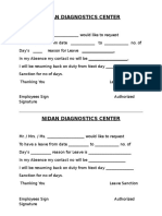 Request leave from Nidan Diagnostics Center