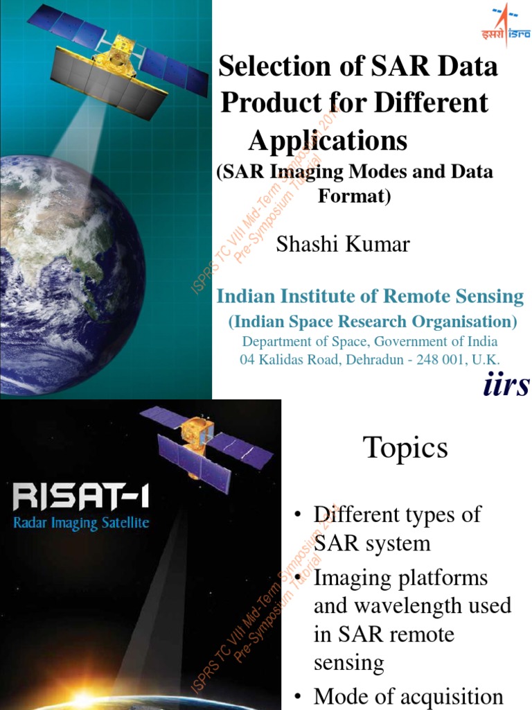 2. Selection of SAR Data Product for Different Applications Wireless