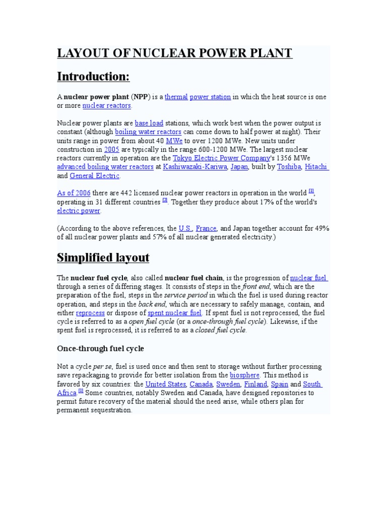Nuclear Power Plant Layout Overview | PDF | Nuclear Fuel | Nuclear Reactor