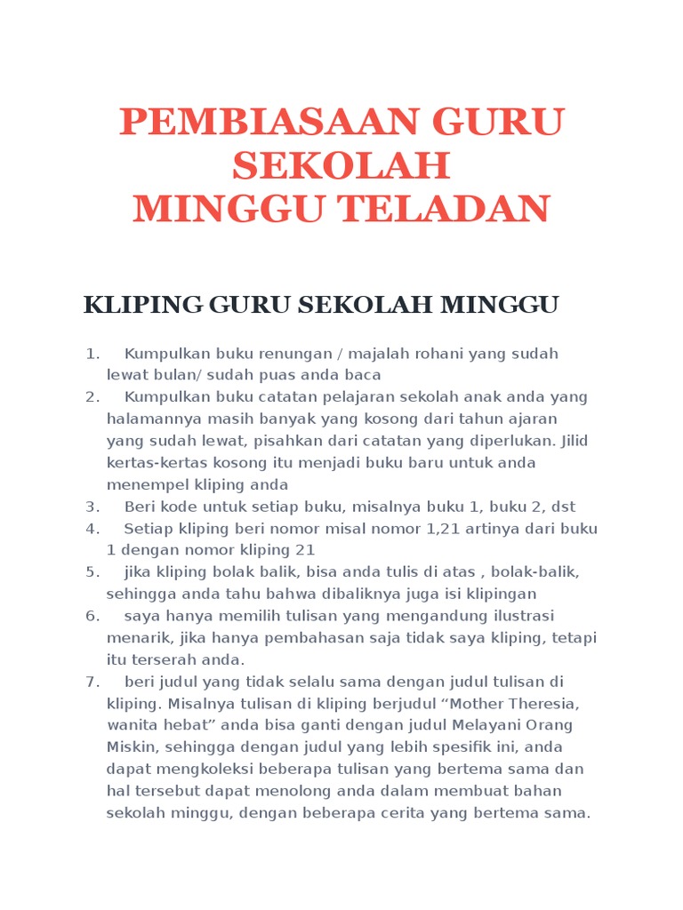 PDF) Upaya Guru Sekolah Minggu dalam Meningkatkan Motivasi Belajar Alkitab  di Kelas Sekolah Minggu