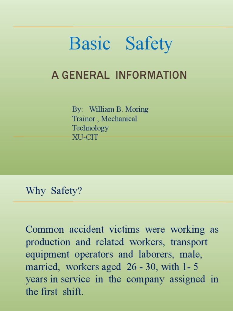 Basic Safety Guidelines and Hazards | PDF | Occupational Safety And ...