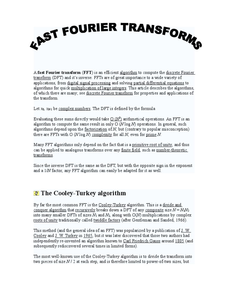 Fast Fourier Transforms | PDF | Fast Fourier Transform | Discrete ...