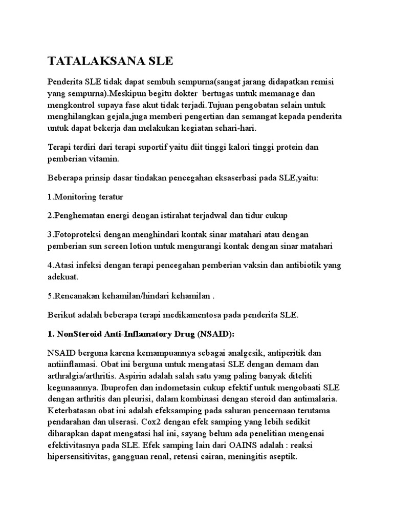 Tatalaksana Terapi SLE yang Efektif | PDF