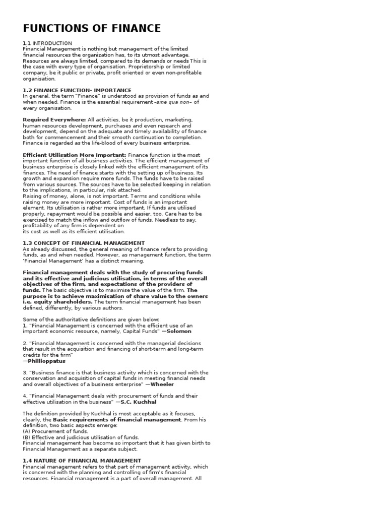 Importance of Finance Function in Business | PDF | Dividend | Market ...