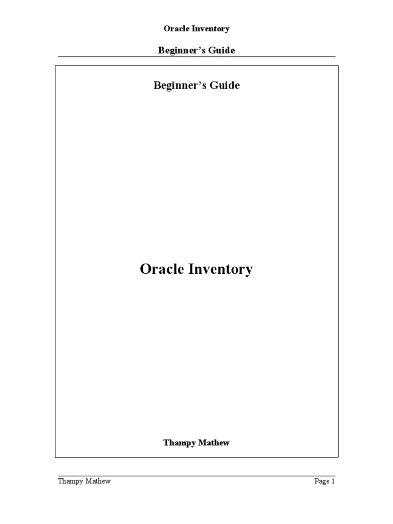 Oracle Inventory Beginner's Guide | PDF | Data Type | Inventory