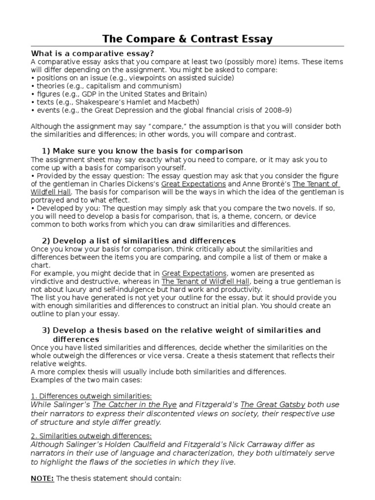 how to end a compare and contrast essay