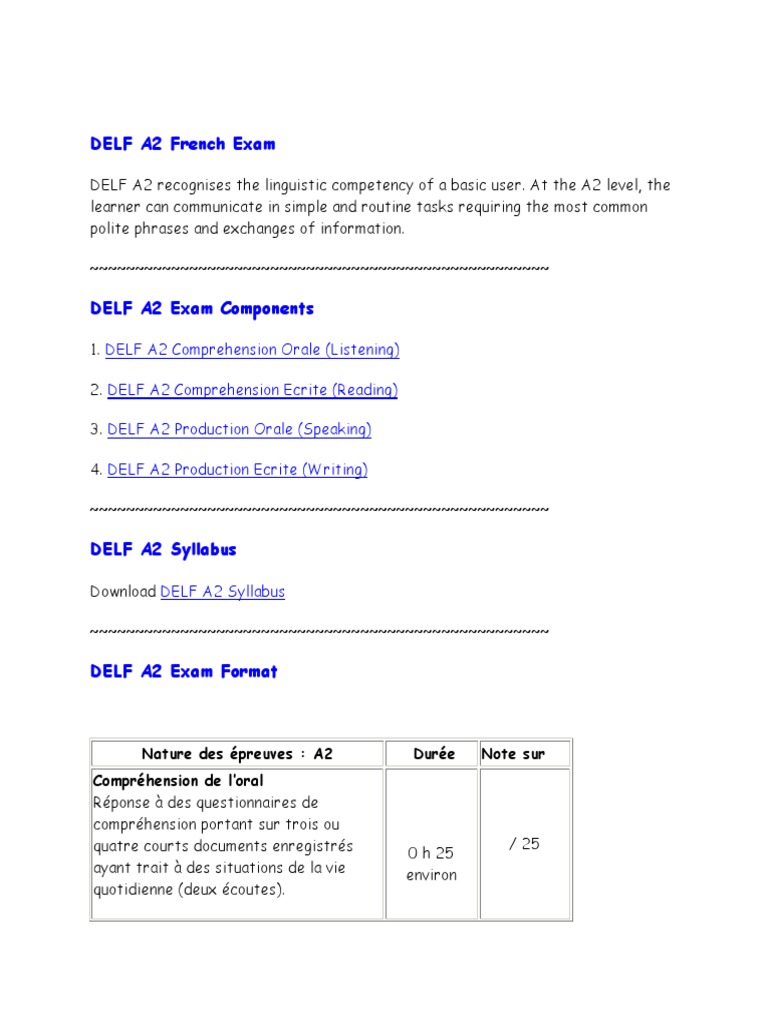 Delf A2 Sample Papers With Answers Pdf