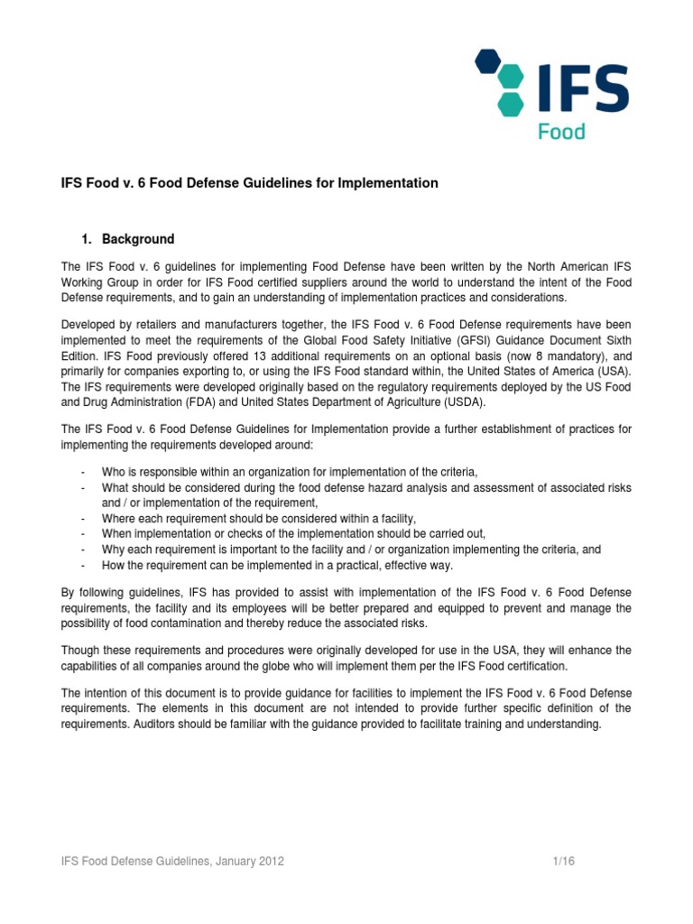 IFS Food Defense Guidelines | PDF | Access Control | Risk