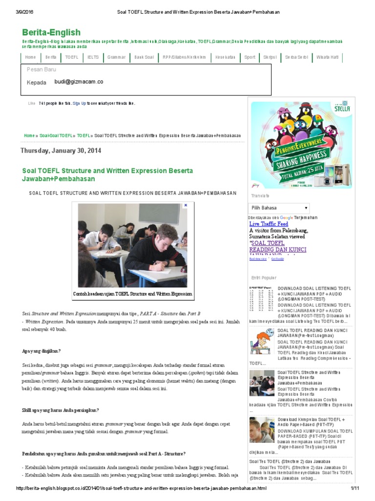 Toefl Itp Level 2 Section 2 Sample Questions