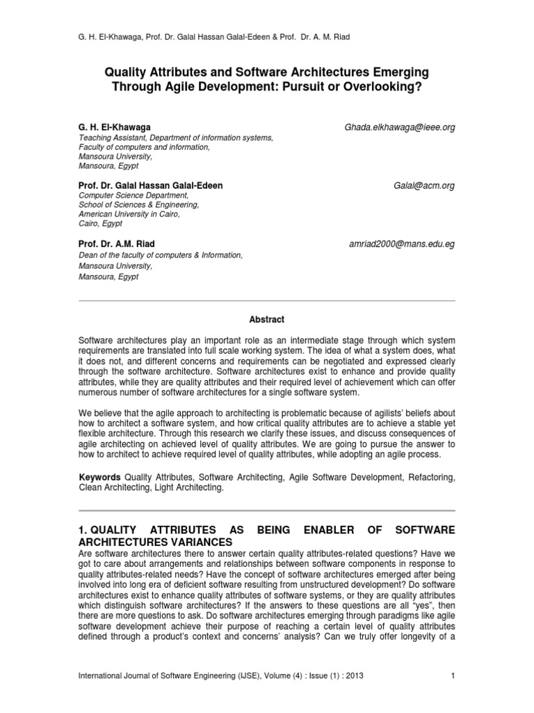 Agile Development and Software Quality Attributes | PDF | Agile ...