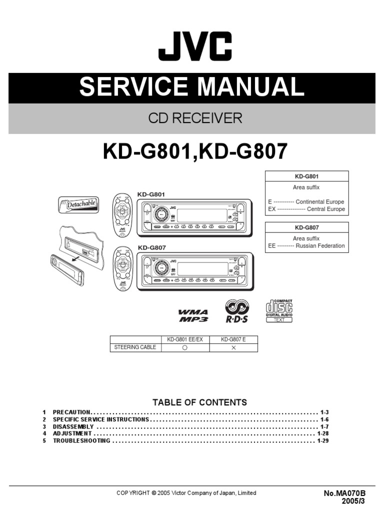 JVC KDG801 Car Stereo System User Manual Rapid Transit Free 30day