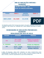 Cronograma de Avaliações Disicplinas On-Line