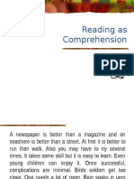 Reading As Comprehension