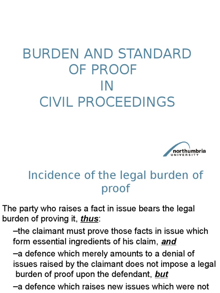 Burden of Proof in Civil Law | PDF | Burden Of Proof (Law) | Evidence (Law)