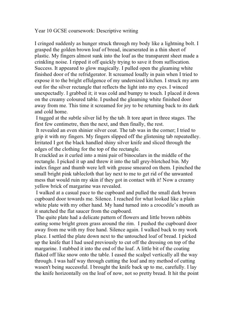 Descriptive Writing Food