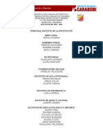 Personal Docente de La Institución 2015-2016