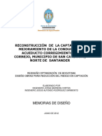 Memorias de Diseño Obras Captacion Cornejo PDF