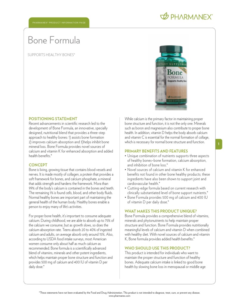 Bone Formula Us Pip | PDF | Vitamin D | Bone