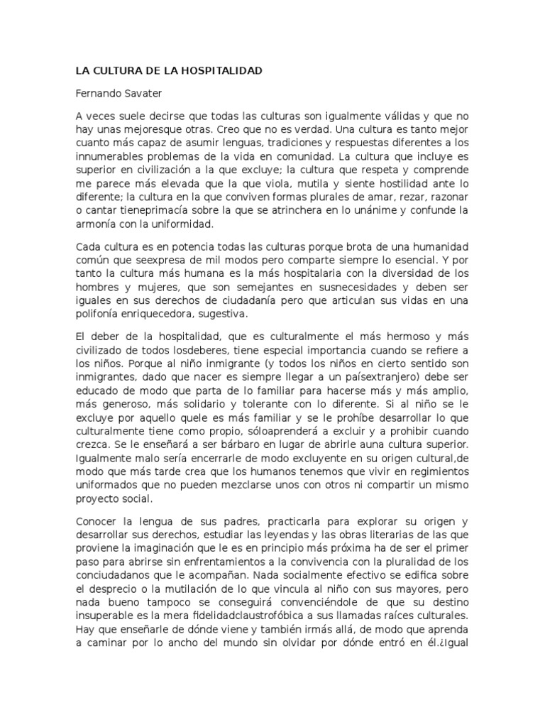 Cultura de la Hospitalidad y Diversidad | PDF | Inmigración | Civilización