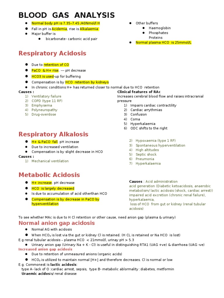 Blood Gas Analysis: Acid-Base Disorders | PDF