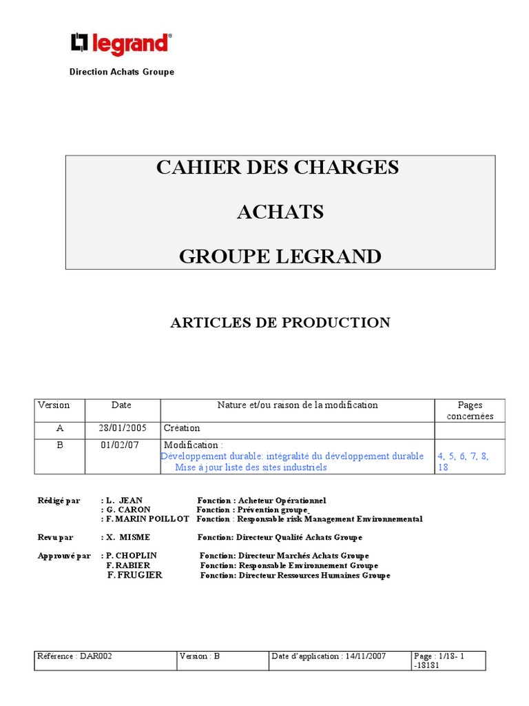 Page De Garde Pour Cahier Des Charges Cahier Des Charges Achats Groupe Articles Prod Pm 01-06-07 (1