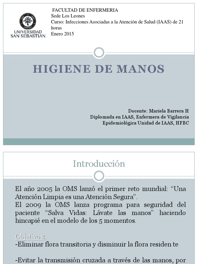 Higiene de Manos y Control de Infecciones | PDF | Lavado de manos | Higiene