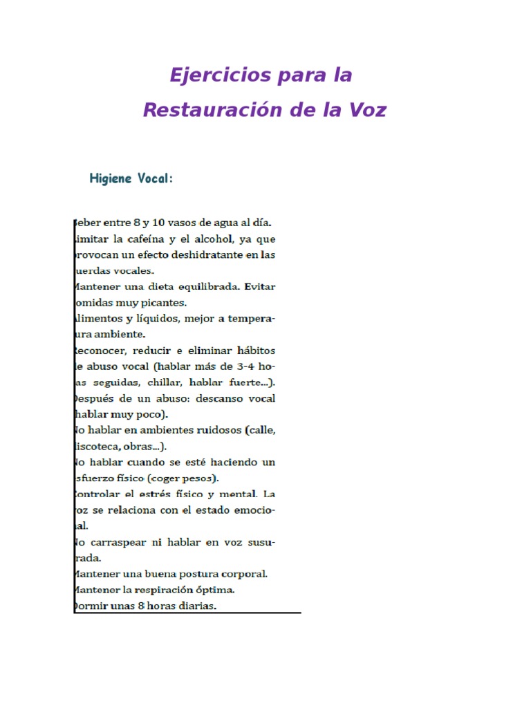 Ejercicios para Restaurar la Voz | PDF | Arte