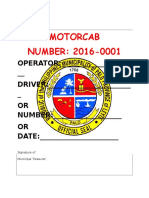 Motorcab NUMBER: 2016-0001