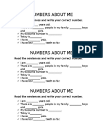 Numbers About Me: Read The Sentences and Write Your Correct Number