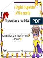 The English Superstar of The Month: This Certificate Is Awarded To