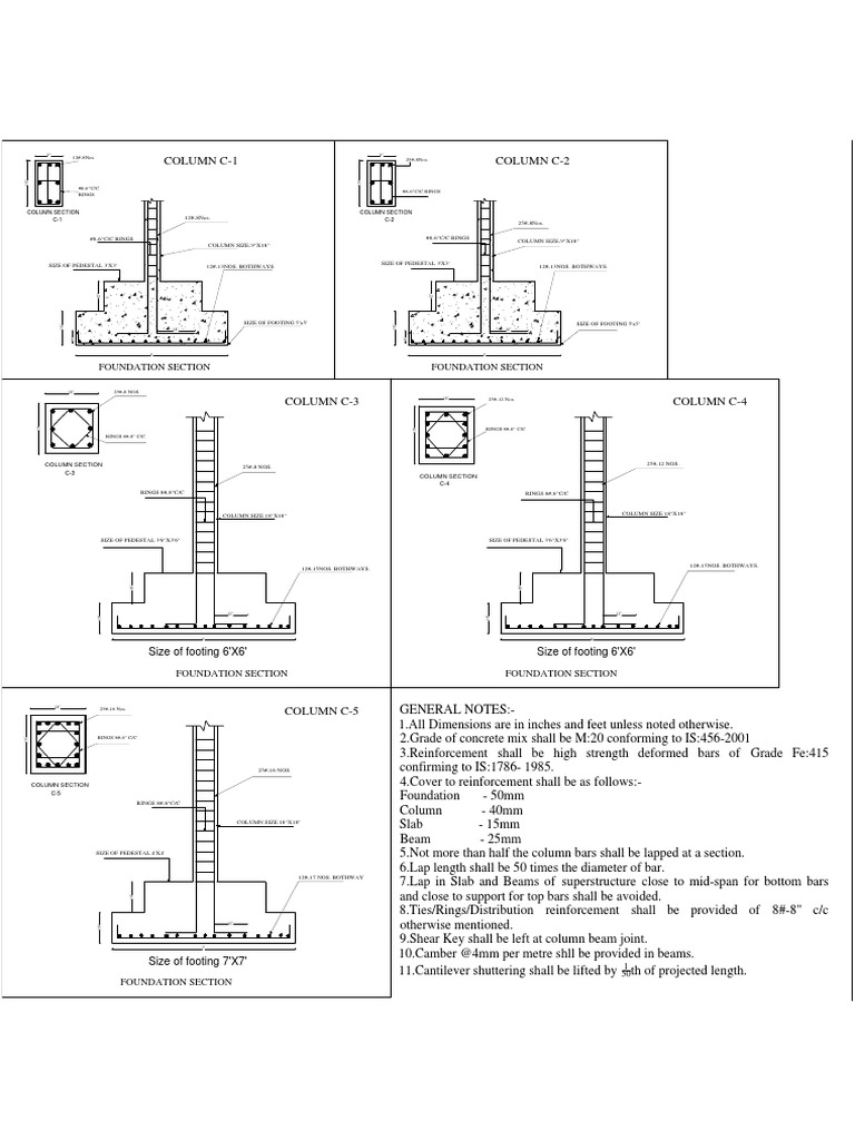 Foundation and Column Design Details | PDF