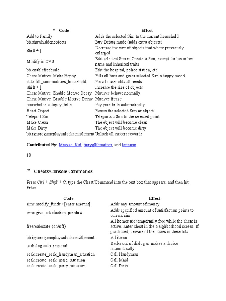 Effect Cheats/Console Commands PDF Cheating In Video Games Leisure