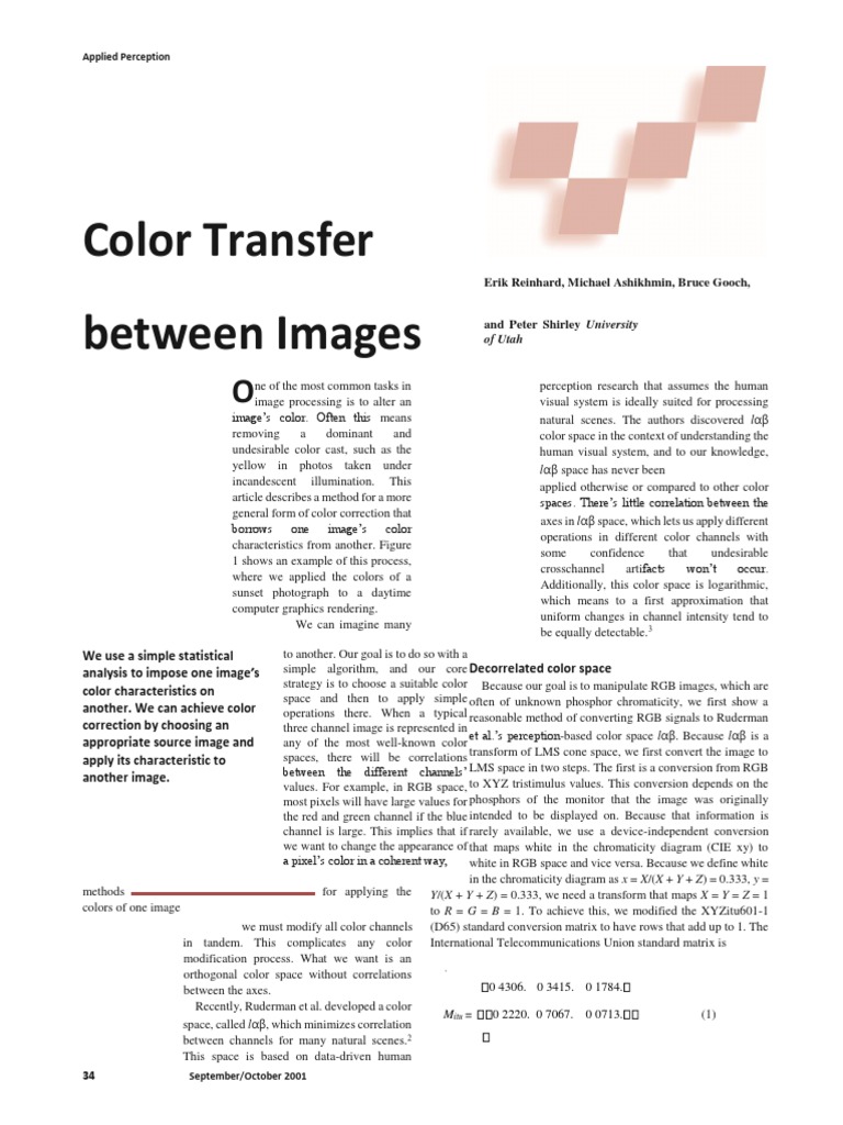 Color Transfer Between Images | PDF | Rgb Color Model | Vision