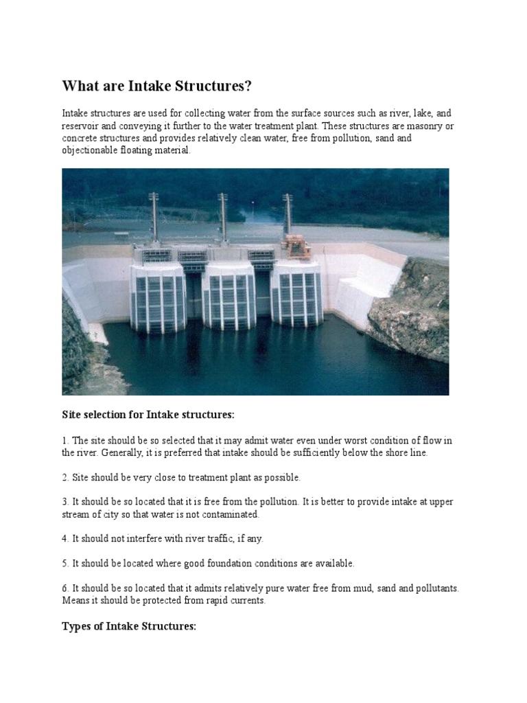 What Are Intake Structures River Dam