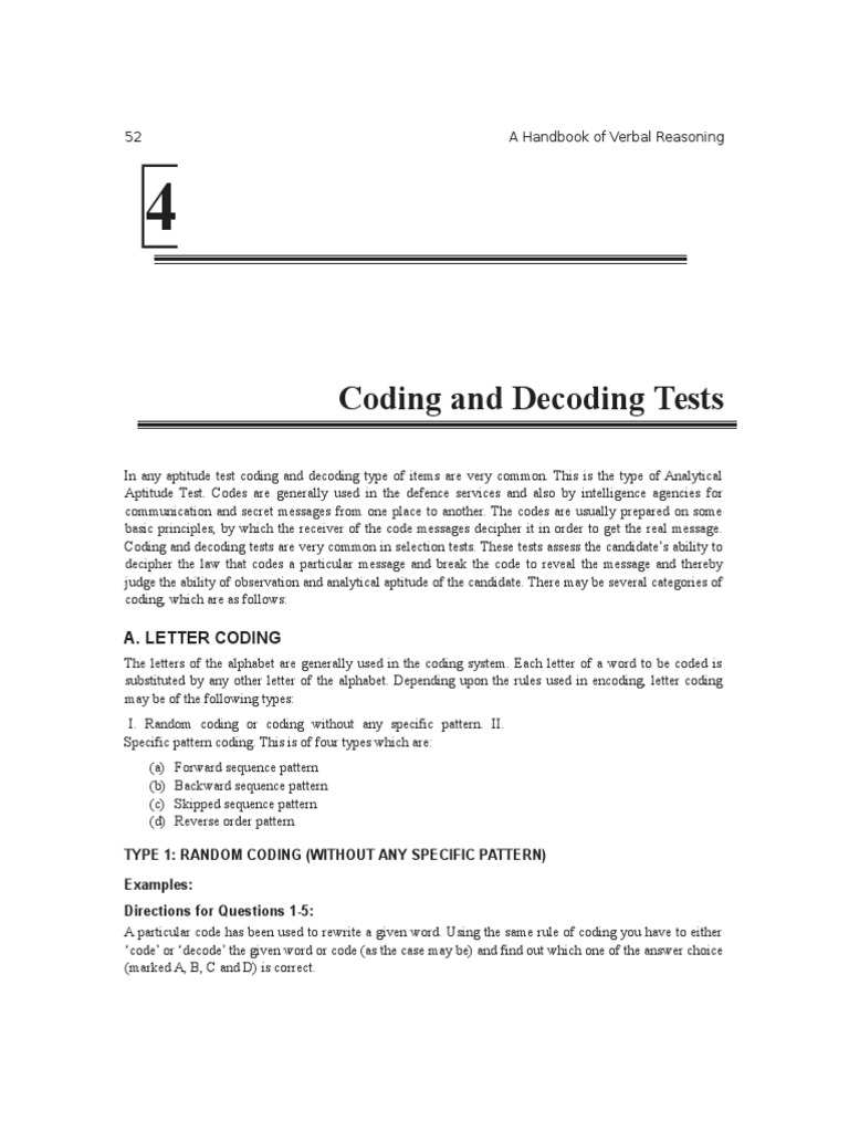 Coding Decoding | Code | Test (Assessment)