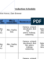 Team Members: Alex Cojocaru, Sophie Honor, Dan Brewer: Production Schedule