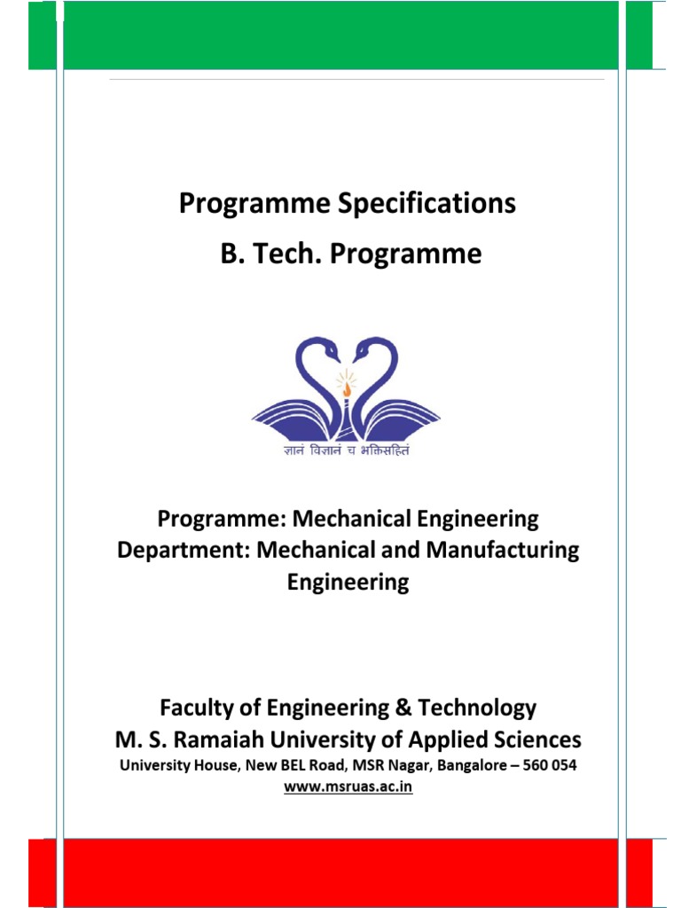 B Tech Programme Specifications ME | PDF | Mechanical Engineering ...