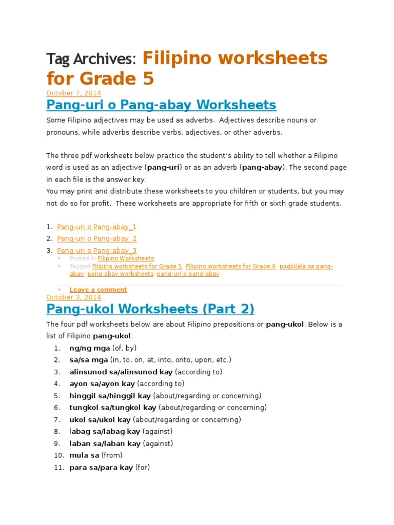 test sheets adverb worksheet