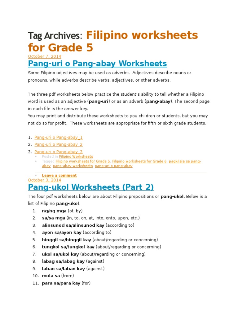 test sheets pdf adverb punctuation