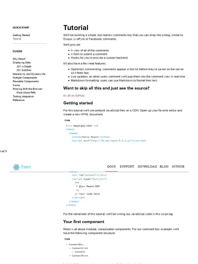 React - Tutorial | PDF | Java Script | Html Element