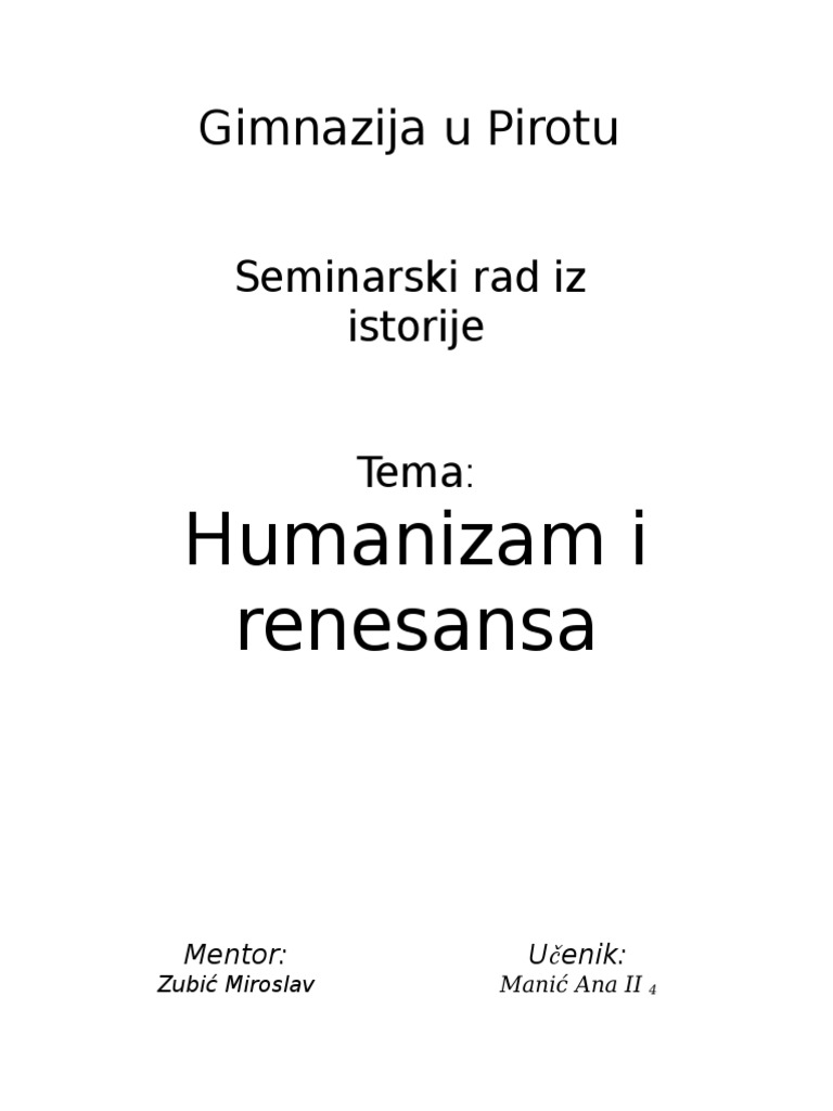 Humanizam I Renesansa | PDF